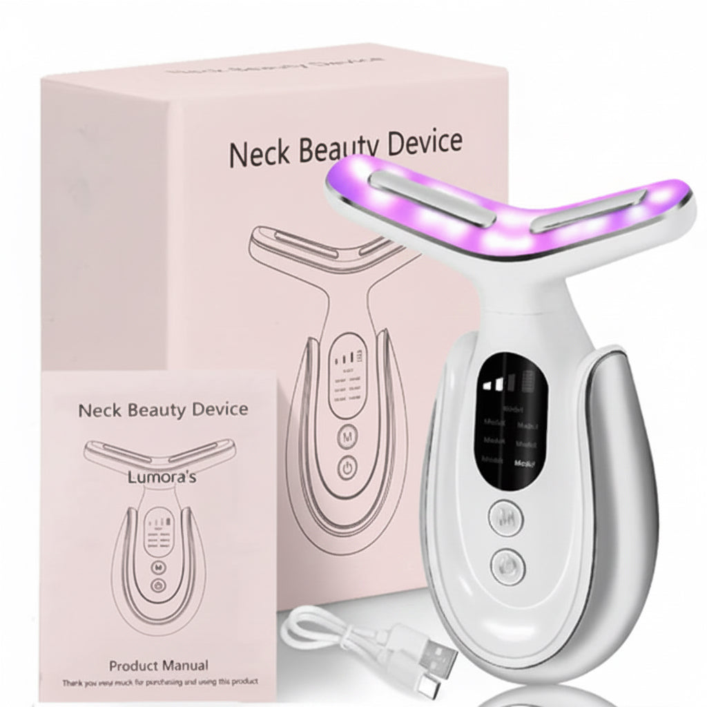 Face and Neck Massager with Therapy Light