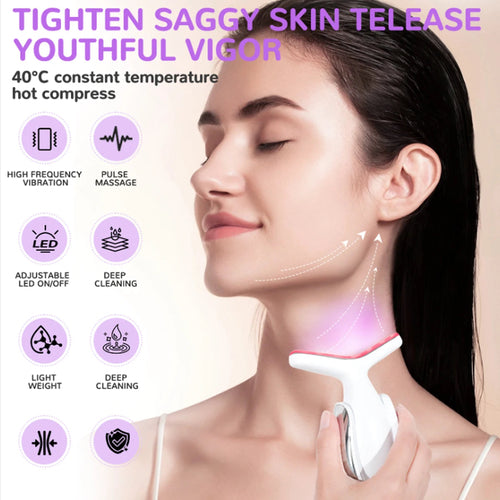 Face and Neck Massager with Therapy Light